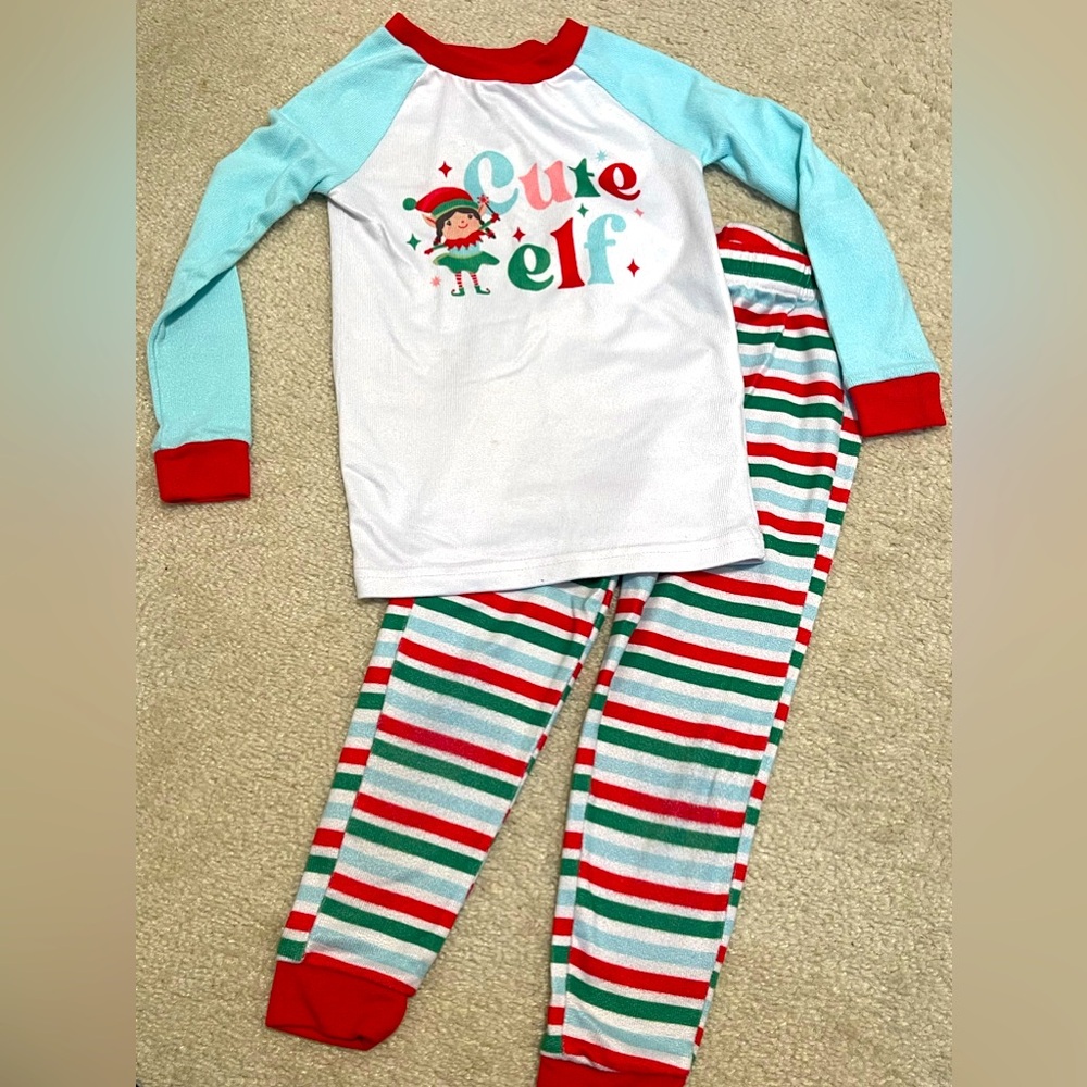 Cuddl Duds Jammies For Your Families Girls size 4 Christmas Cute Elf Pajama Set